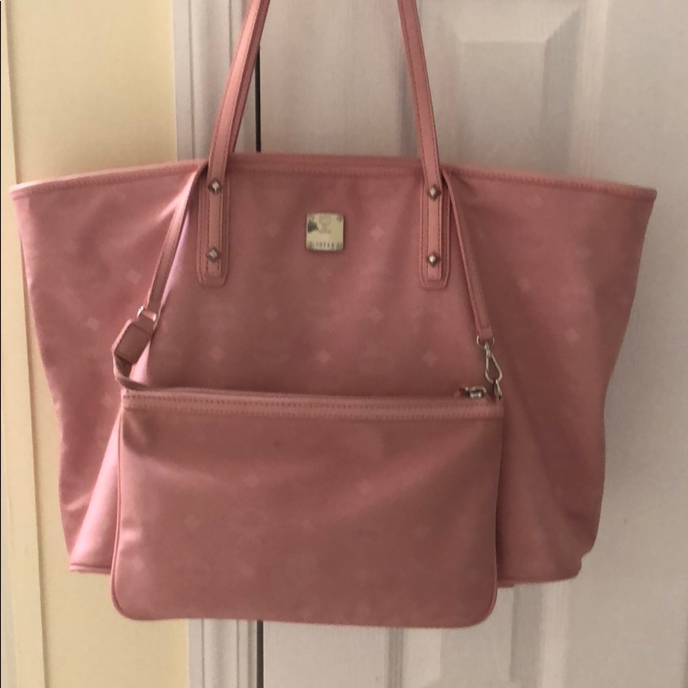 MCM pink nylon tote